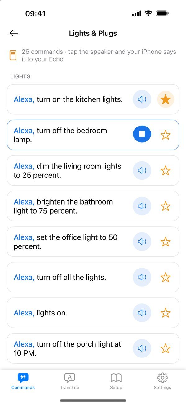 Smart home Alexa commands with the speaker button