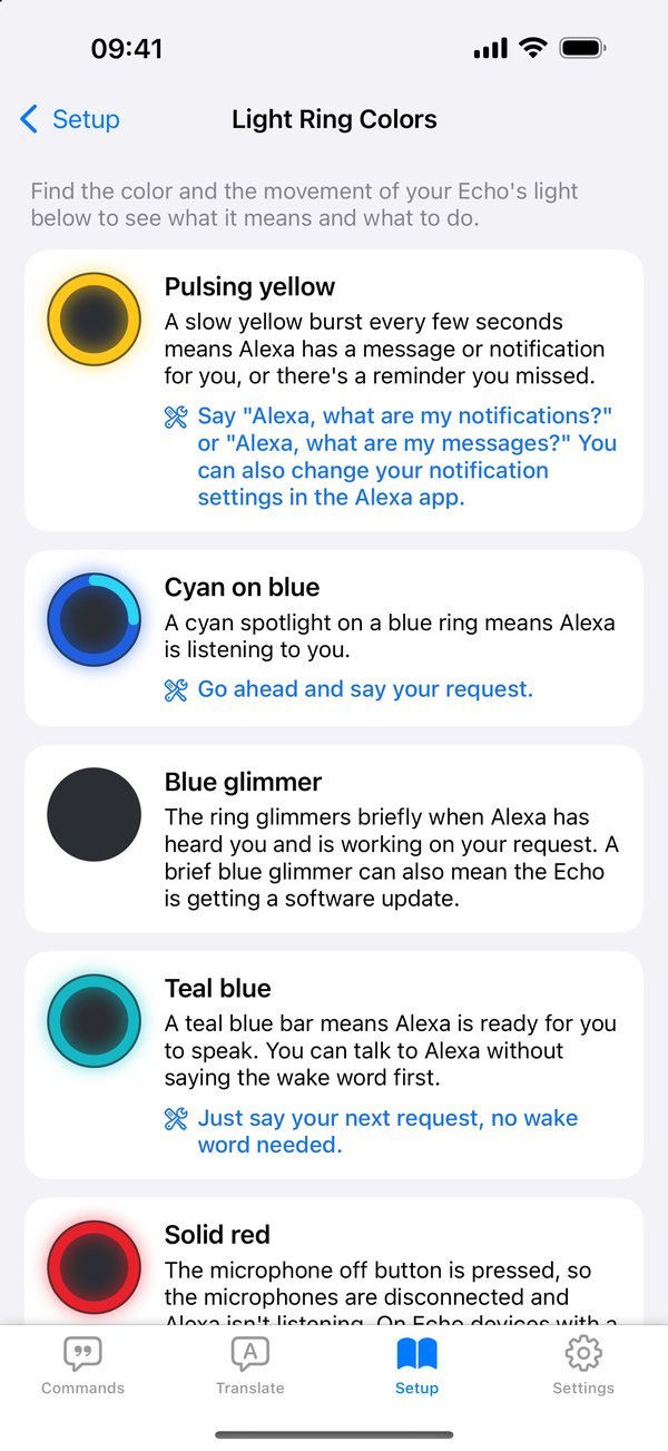 Echo light ring colors and what they mean