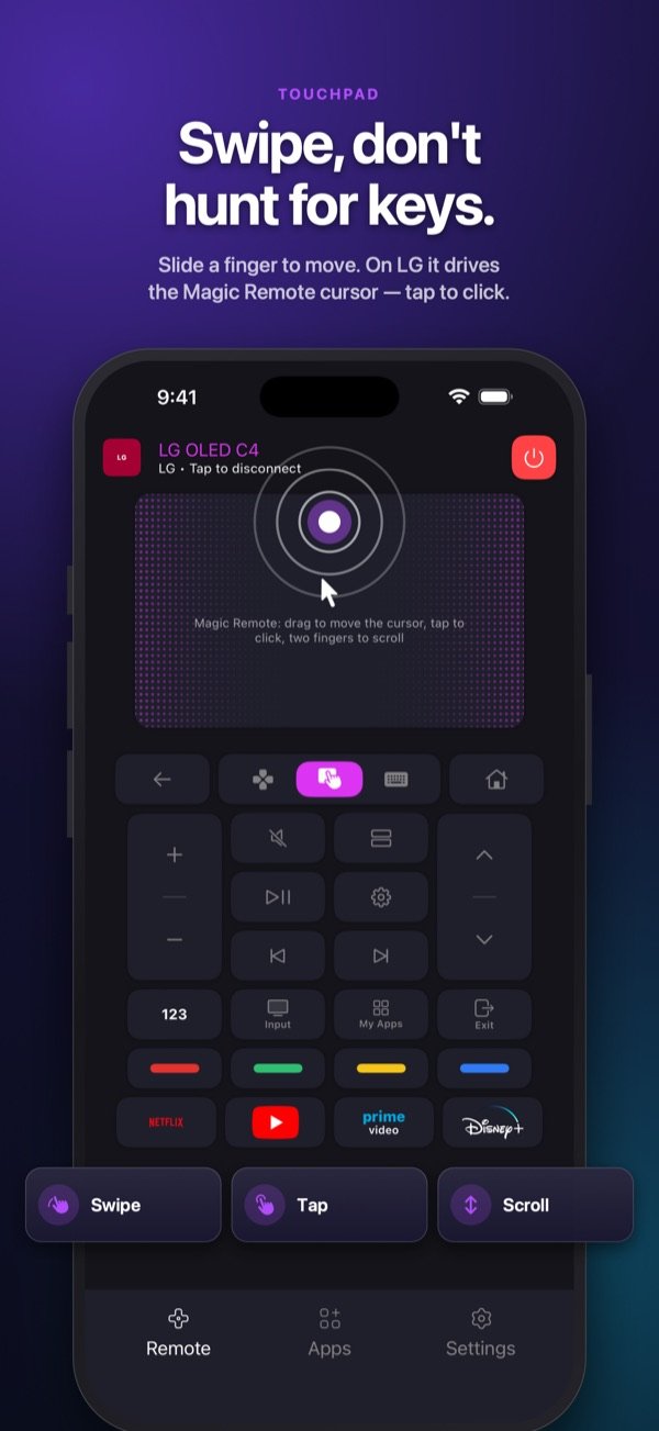 The touchpad driving the Magic Remote cursor of an LG TV